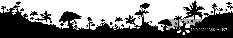 热带风光黑色剪影无缝背景图片素材