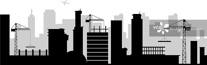 城市建筑黑色轮廓无缝边框图片素材