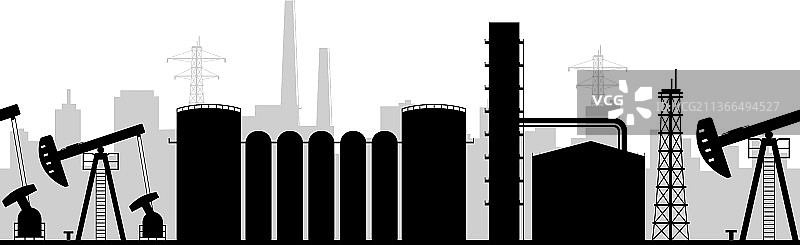 石油制造业黑色剪影无缝边界图片素材