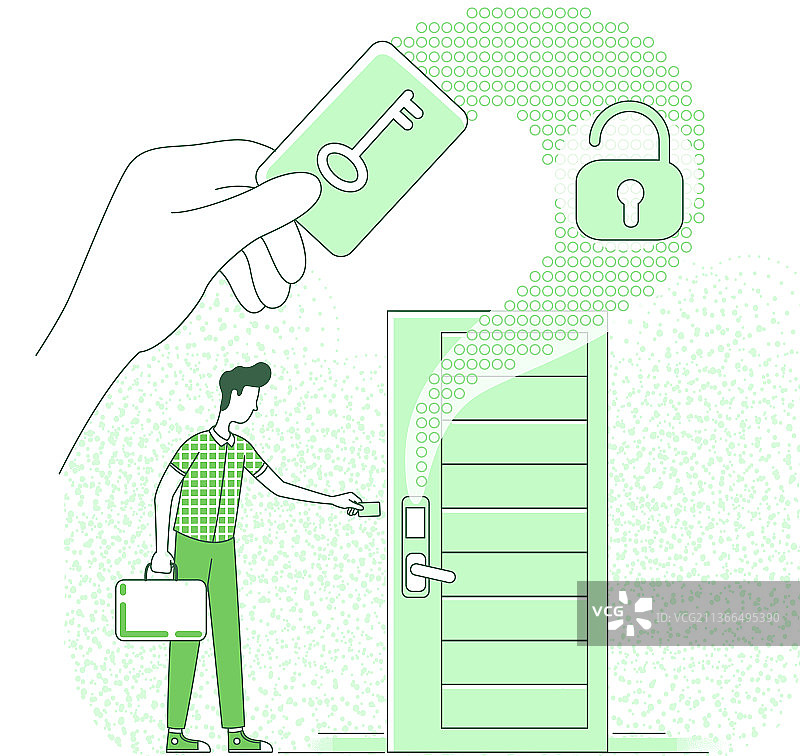 使用电子钥匙的线条概念图图片素材