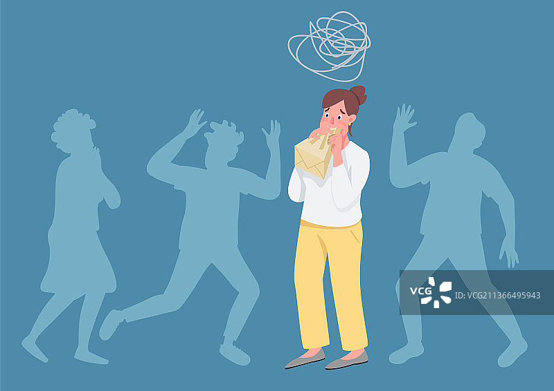 过度换气妇女扁平概念图片素材