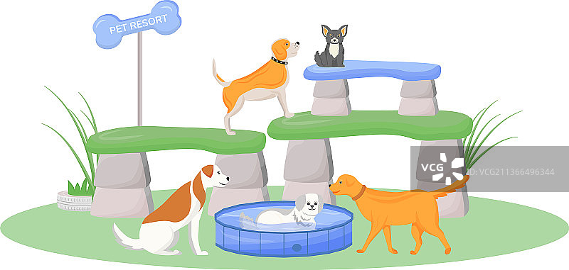 高级宠物度假村扁平风格人物图片素材
