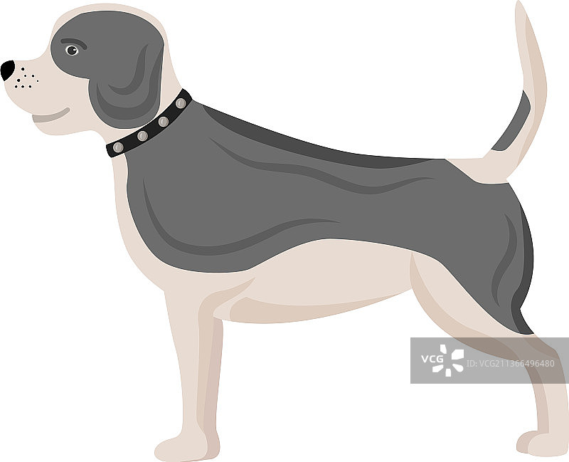带灰色斑点的扁平风格小狗图片素材