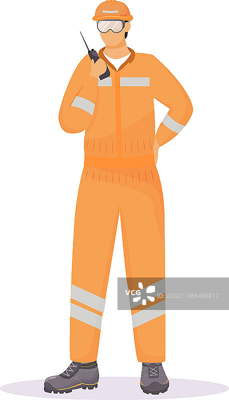 穿反光服的男人，扁平风格图片素材