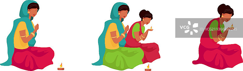 普加祭祀仪式扁平风无脸人物套装图片素材