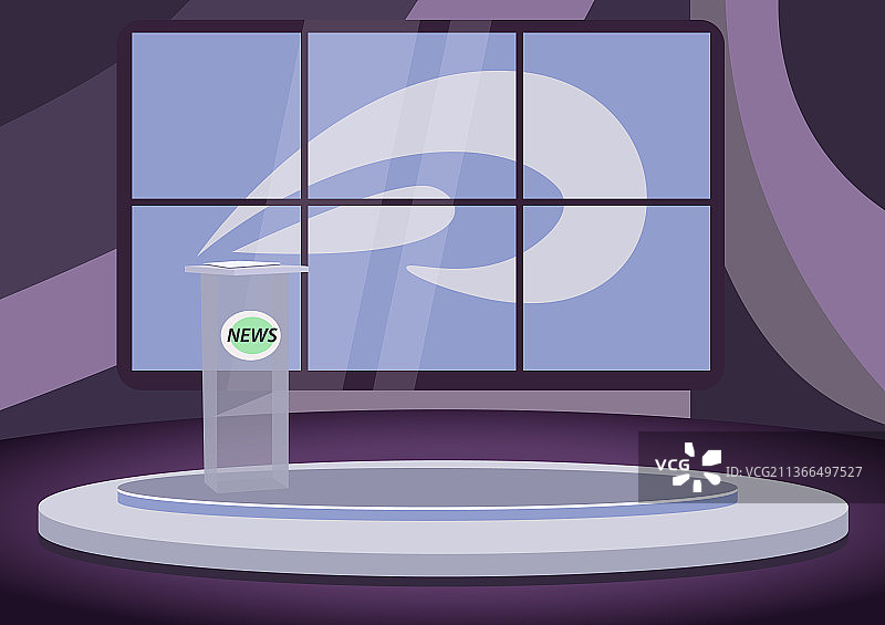 空的新闻演播台扁平色块图片素材