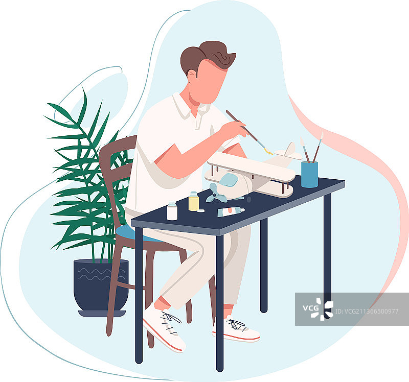 拿着飞机模型的男人扁平免抠人物元素图片素材