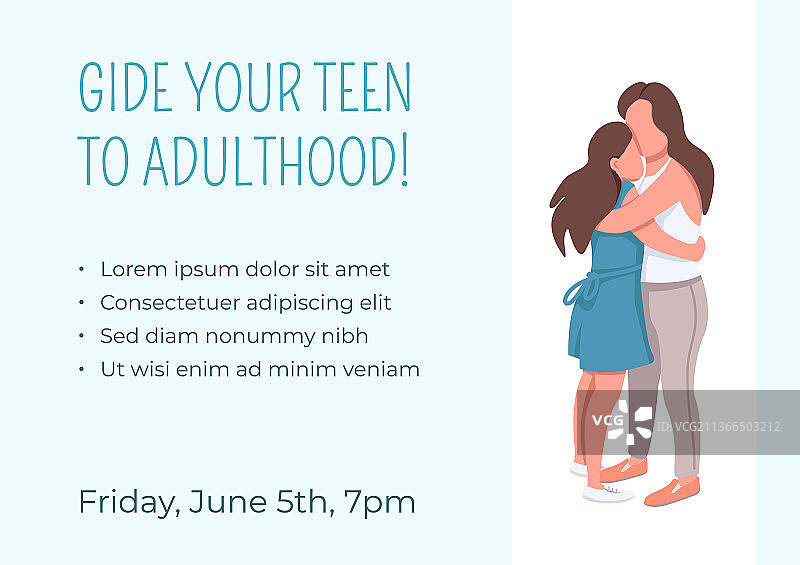 指导青少年走向成年海报扁平模板图片素材