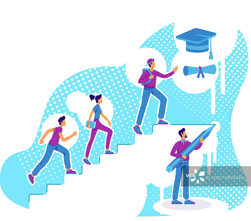 学生教学扁平概念图片素材