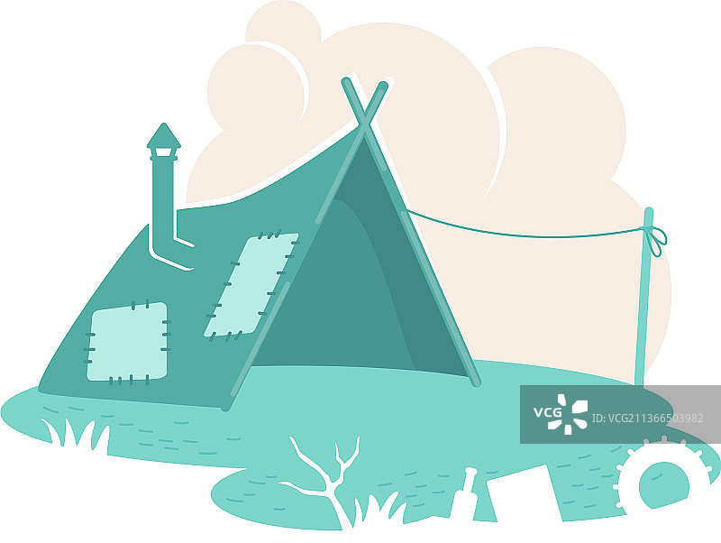 难民营帐篷2.5D网页banner海报图片素材