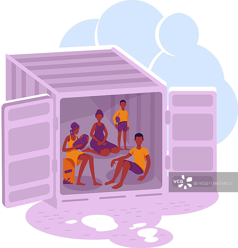 难民运输2D网页横幅海报图片素材