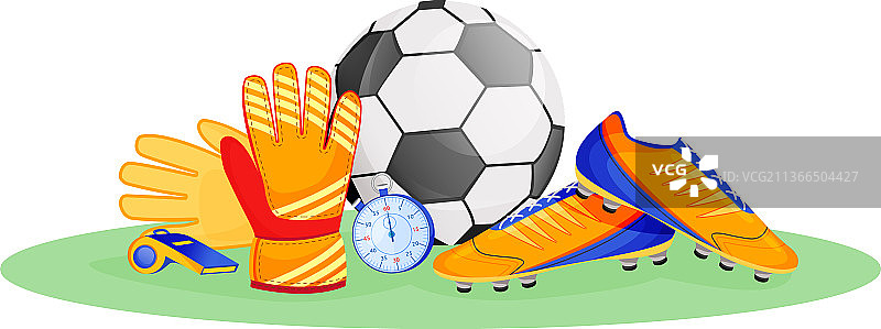 足球装备扁平概念设计图片素材