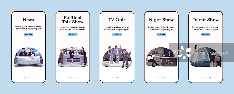 电视节目移动应用屏幕扁平设计图片素材