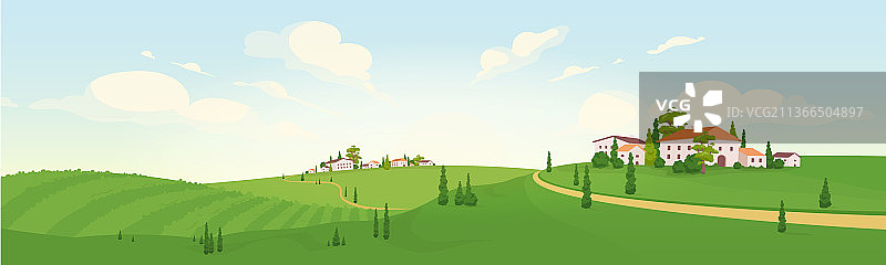 欧洲乡村夏日扁平风图片素材