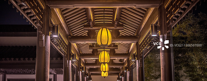 古建园林夜景图片素材