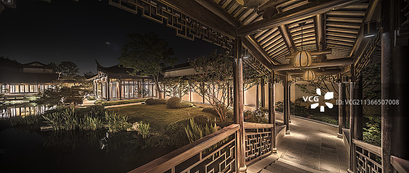 古建园林夜景图片素材