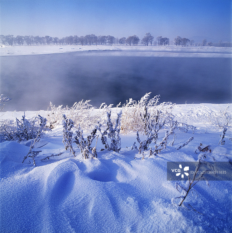 吉林，雾凇岛风景，胶片摄影。图片素材