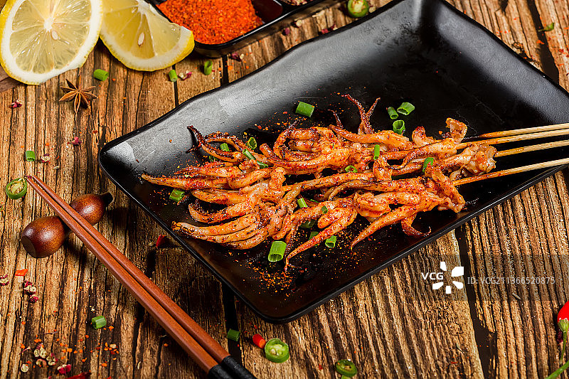 烤章鱼，烤鱿鱼，小吃，美食图片素材