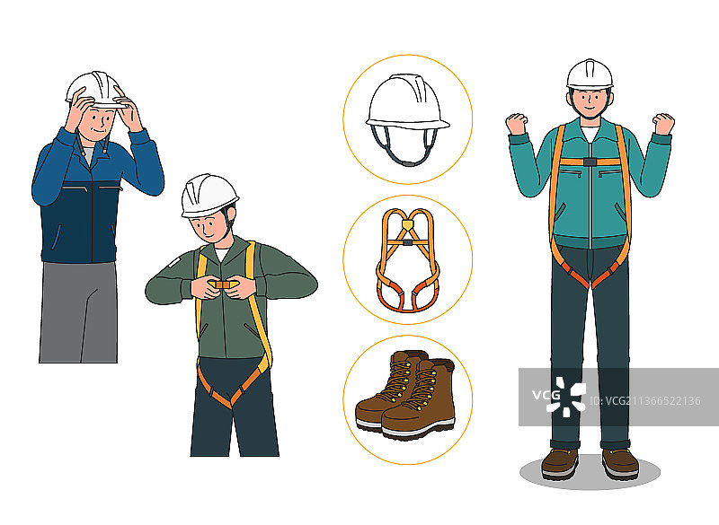 工业建筑工地安全措施插画图片素材