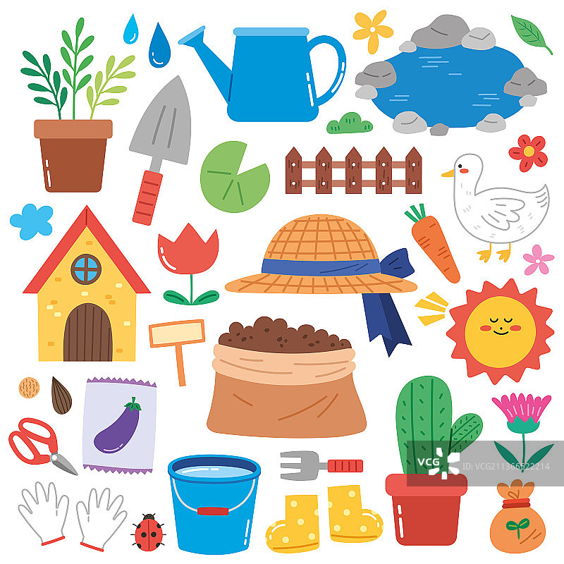 花园主题儿童贴纸套装图片素材
