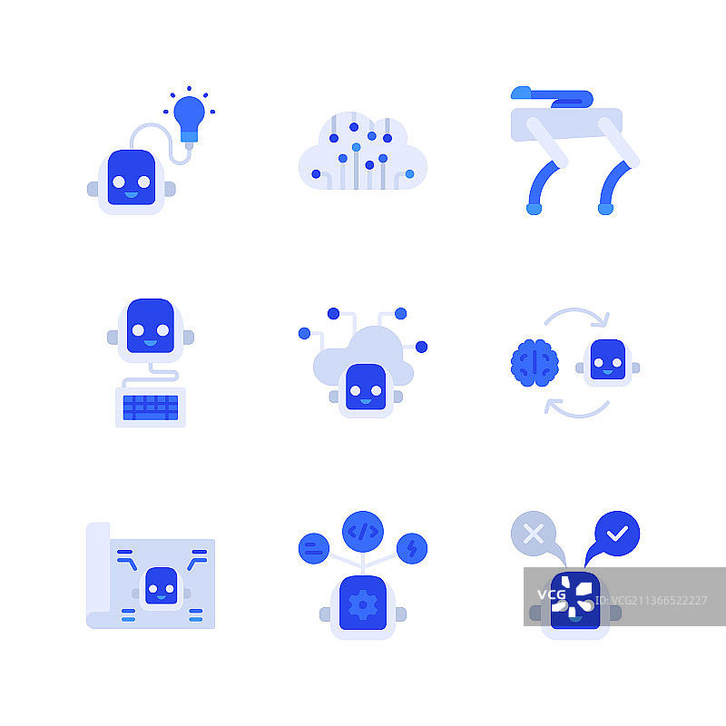 人工智能未来科技机器人概念矢量图标系列图片素材