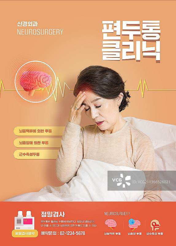 神经外科海报：中年亚洲女性头痛图片素材