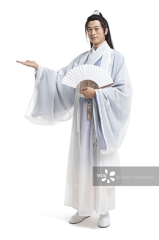 古装男子拿着折扇图片素材