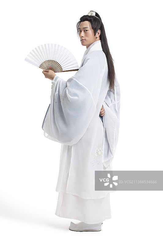 古装男子拿着折扇图片素材