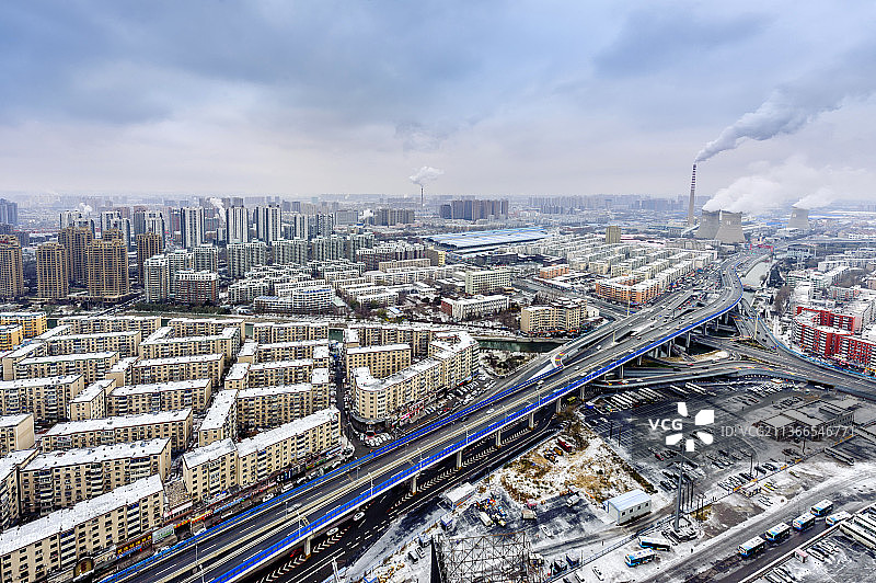 中国辽宁沈阳沈海立交桥雪景图片素材