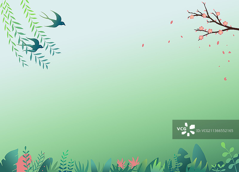 春天背景插画海报图片素材