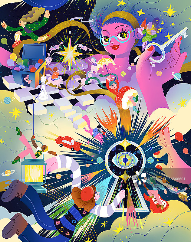 四方连续幻想世界图片素材