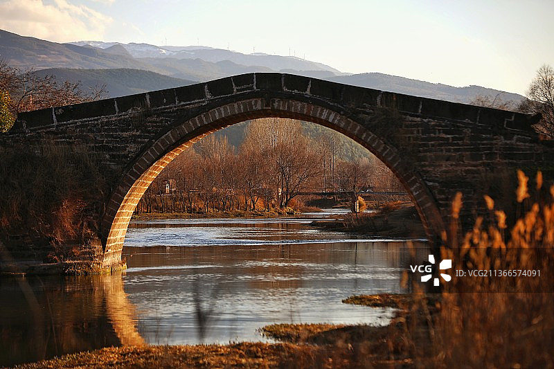 沙溪古镇“玉津桥”夕阳图片素材