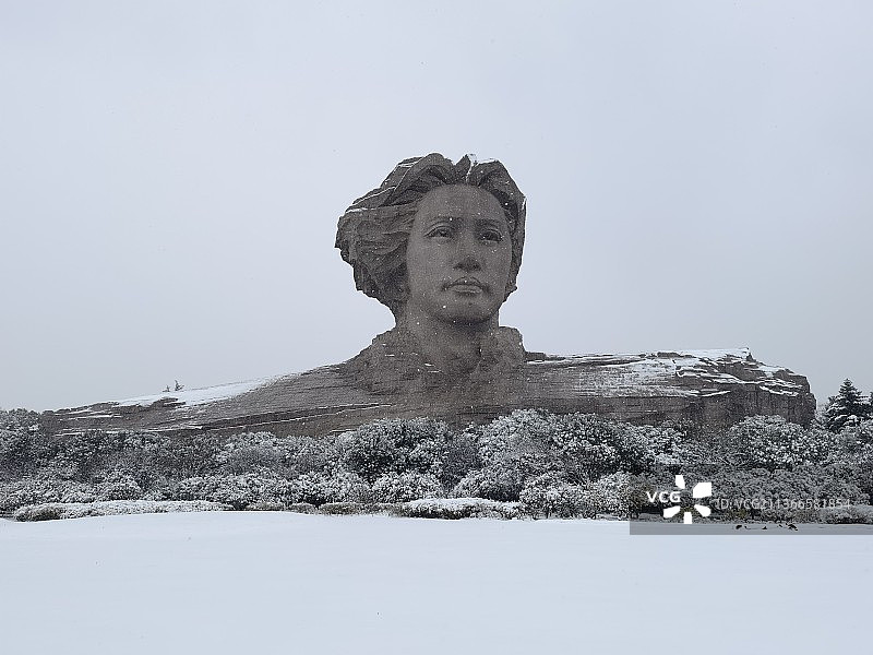 橘子洲头初雪图片素材
