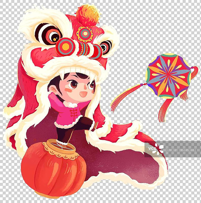 舞狮子踢绣球的小孩图片素材