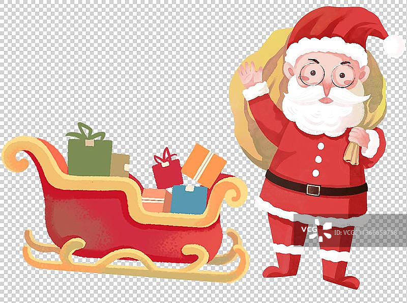 圣诞老人和雪橇车图片素材
