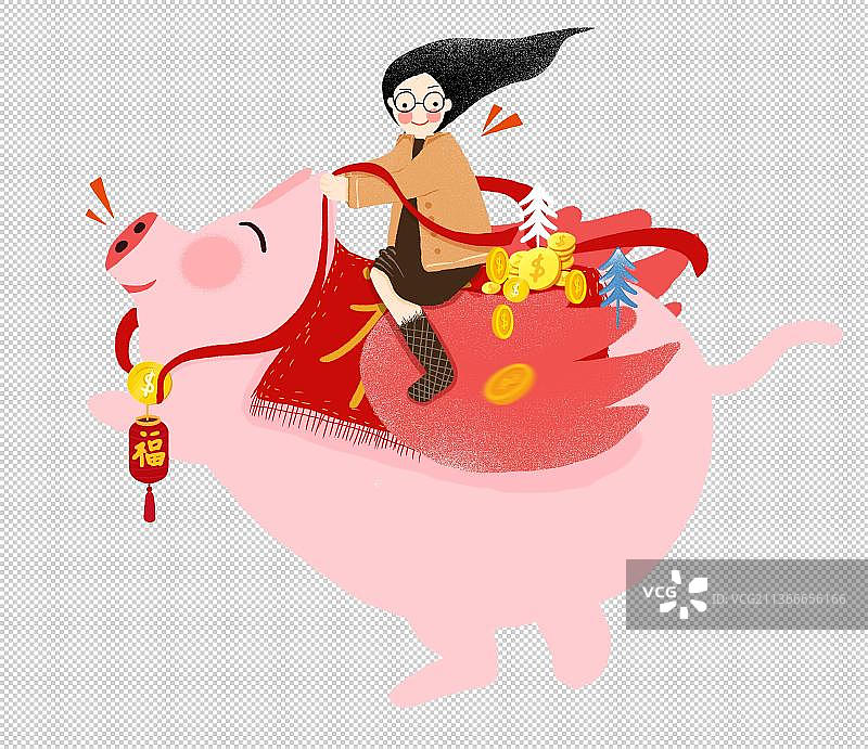 理财投资金融猪猪插画元素图片素材