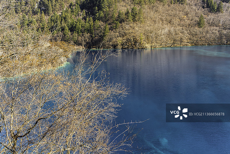 冬天的九寨沟犀牛海，老虎海，五花海风景图片素材
