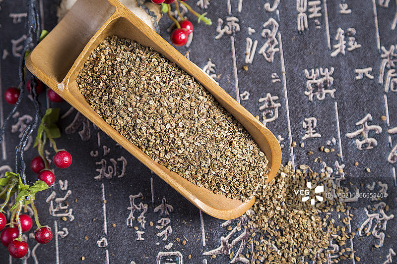 中国古风背景的中药蛇床子特写图片素材