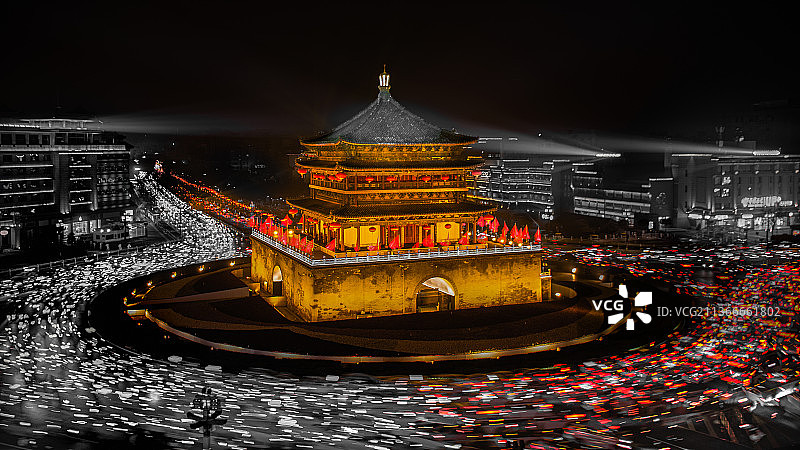 疫情后的钟楼夜景图片素材