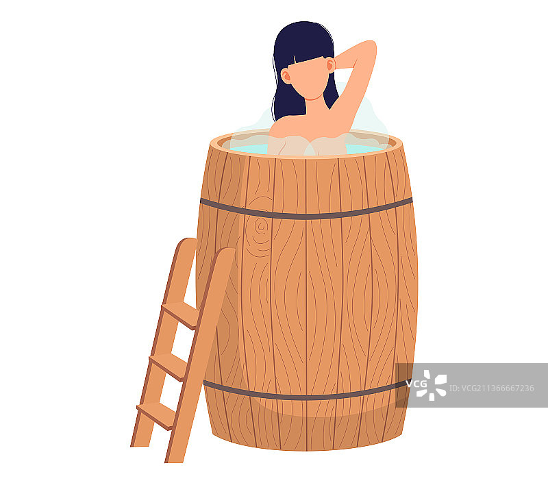 在家用热水泡澡的女士图片素材