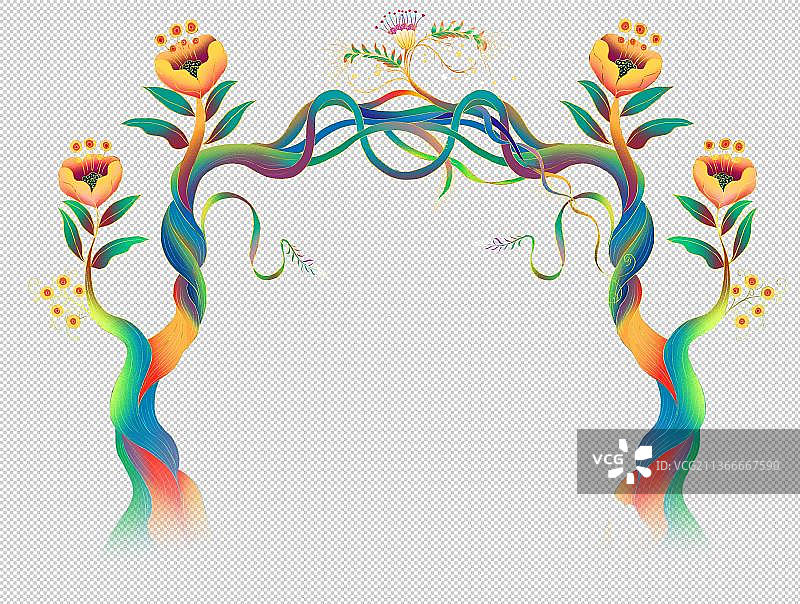 藤蔓树叶开满了花 插画元素图片素材