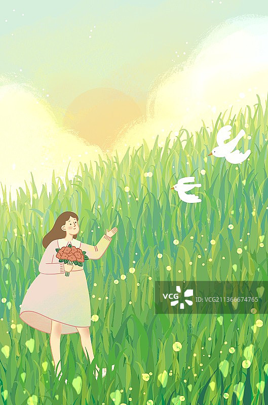 春天的绿野草地图片素材