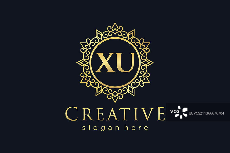 奢华女性书法首字母XU图片素材