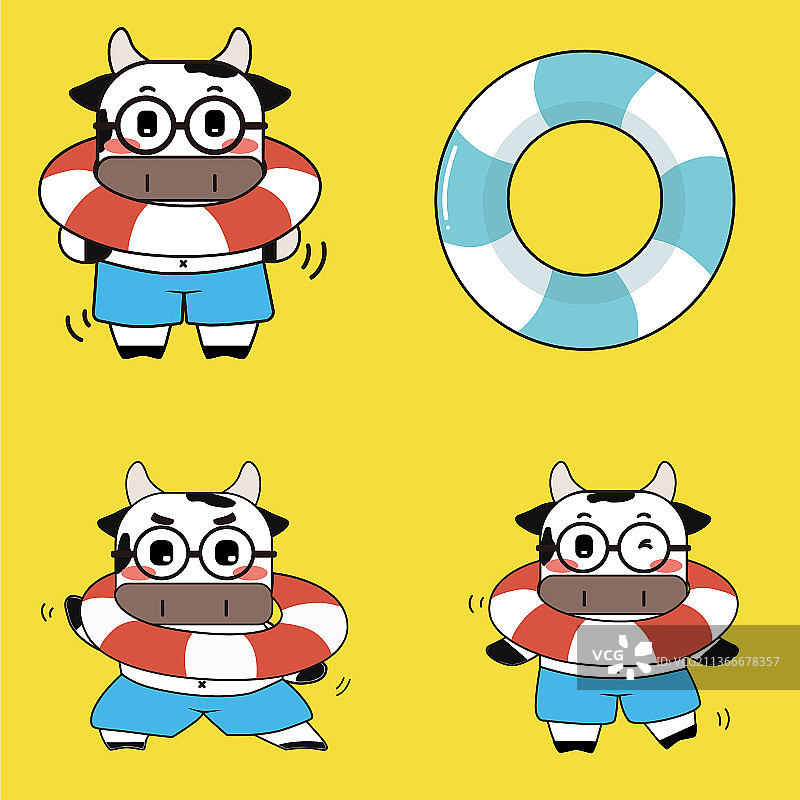 游泳圈牛牛图片素材