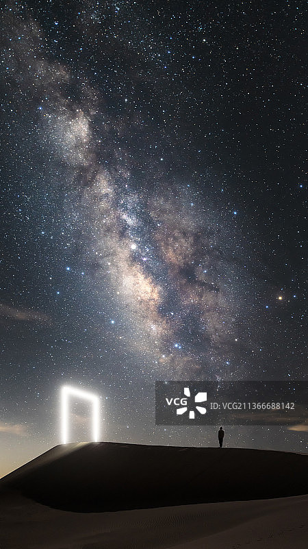 内蒙古自然风光：阿拉善腾格里沙漠银河图片素材