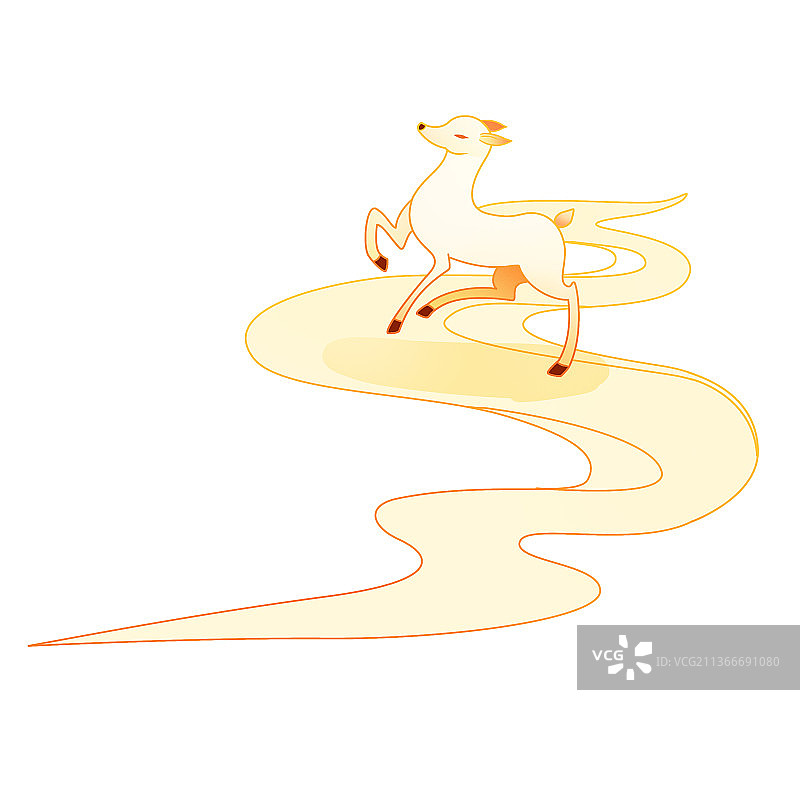 中国风国潮元素PNG鹿踏祥云图片素材