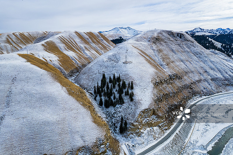 乌鲁木齐大西沟水库航拍图片素材