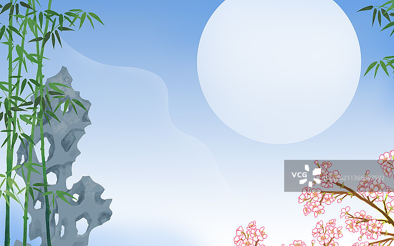 花好月圆石竹图图片素材