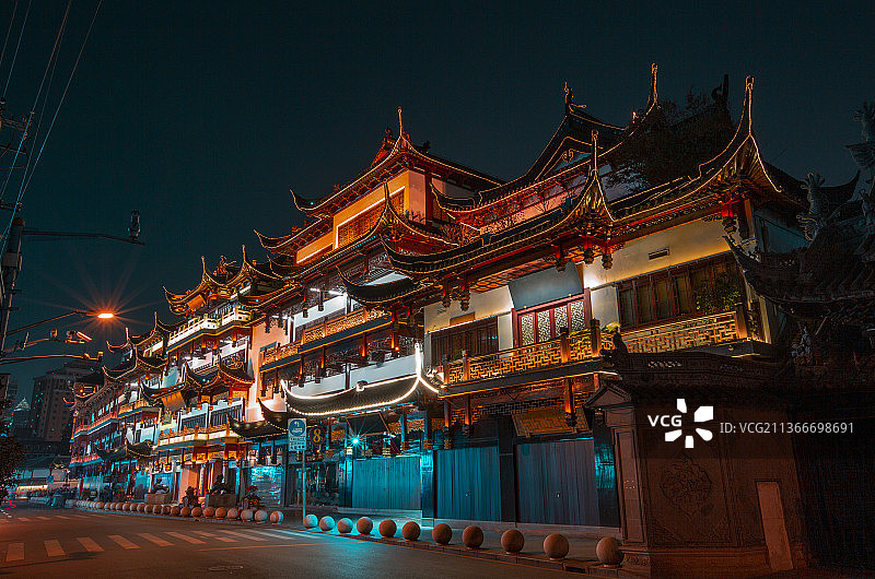上海老街夜景图片素材