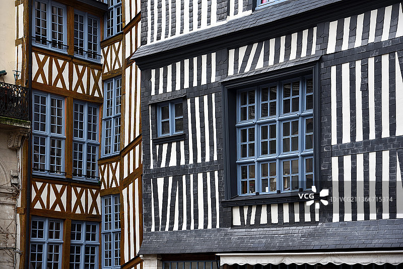 法国鲁昂诺曼底的旧半木结构建筑图片素材